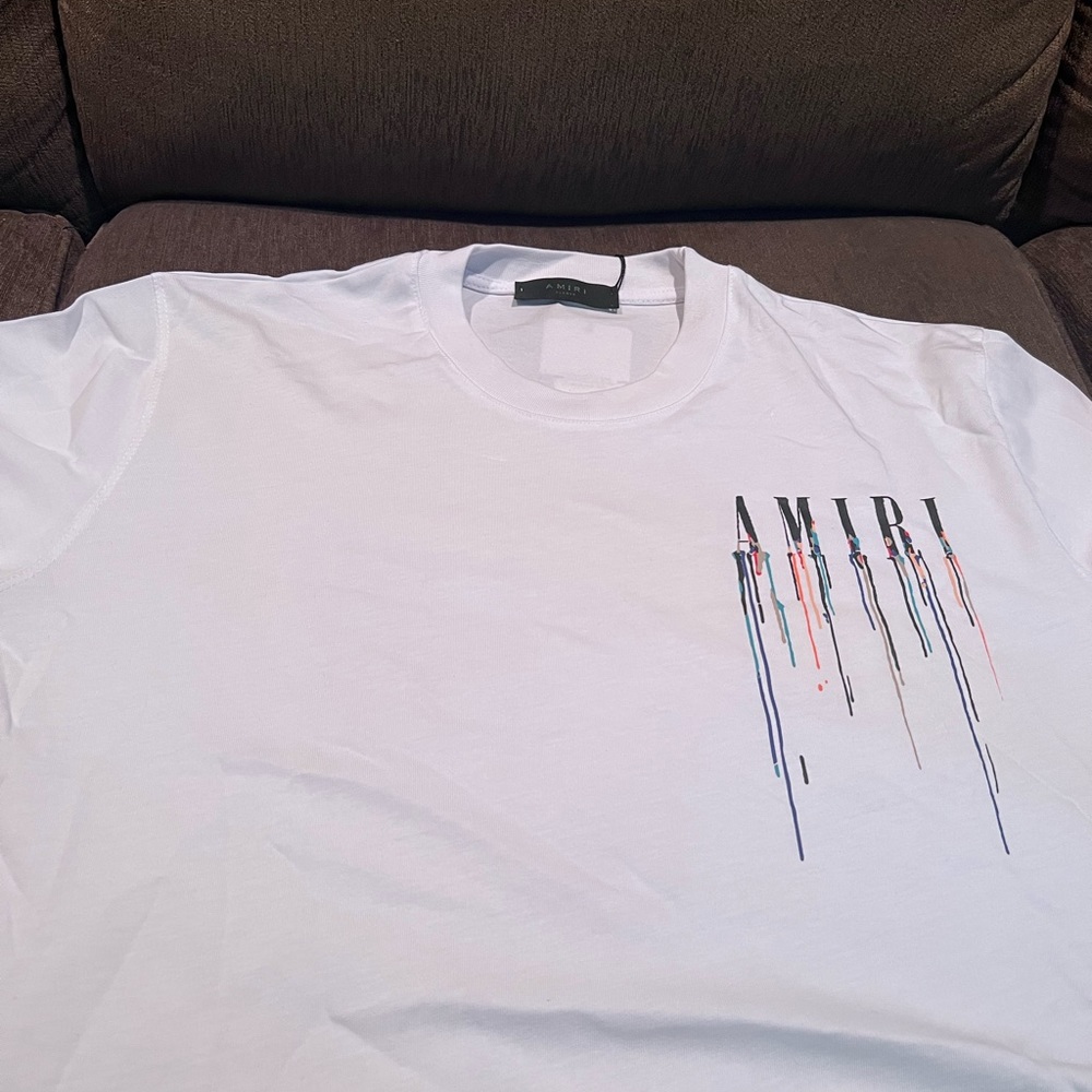 White XL Amiri drip shirt